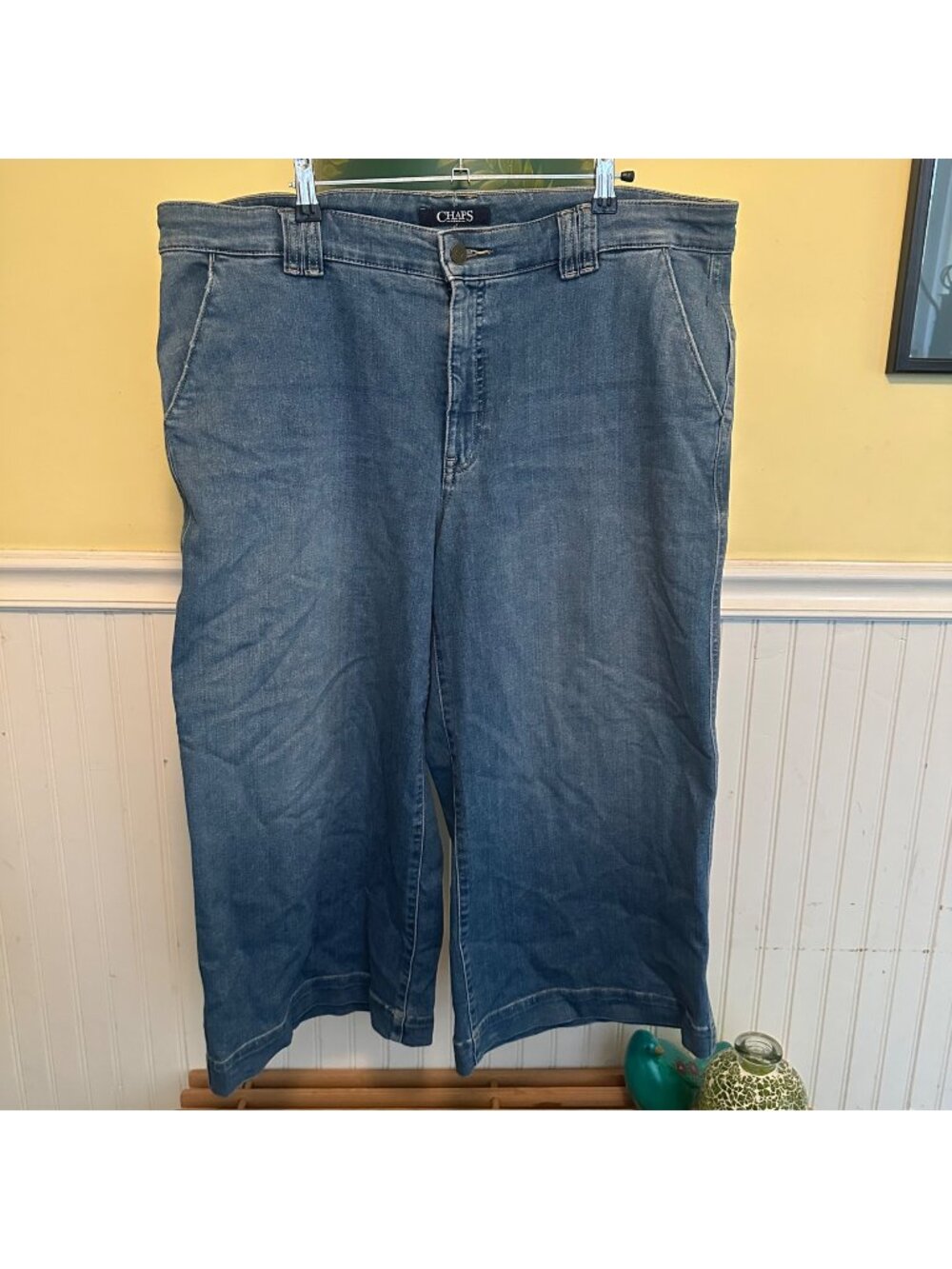 Chaps Womens Denim Wide-Leg Crop Jeans Size 16